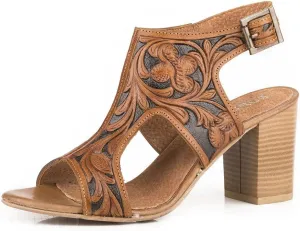 ROPER Womens Mika Ii Floral Embossed Block Dress Casual Casual Mid Heel 2-3" - Brown