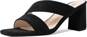 ROSERWISH Womens Open Toe Comfortable Suede Dating Slip On Casual Block Mid Heel Heeled Sandals 2.5 Inch