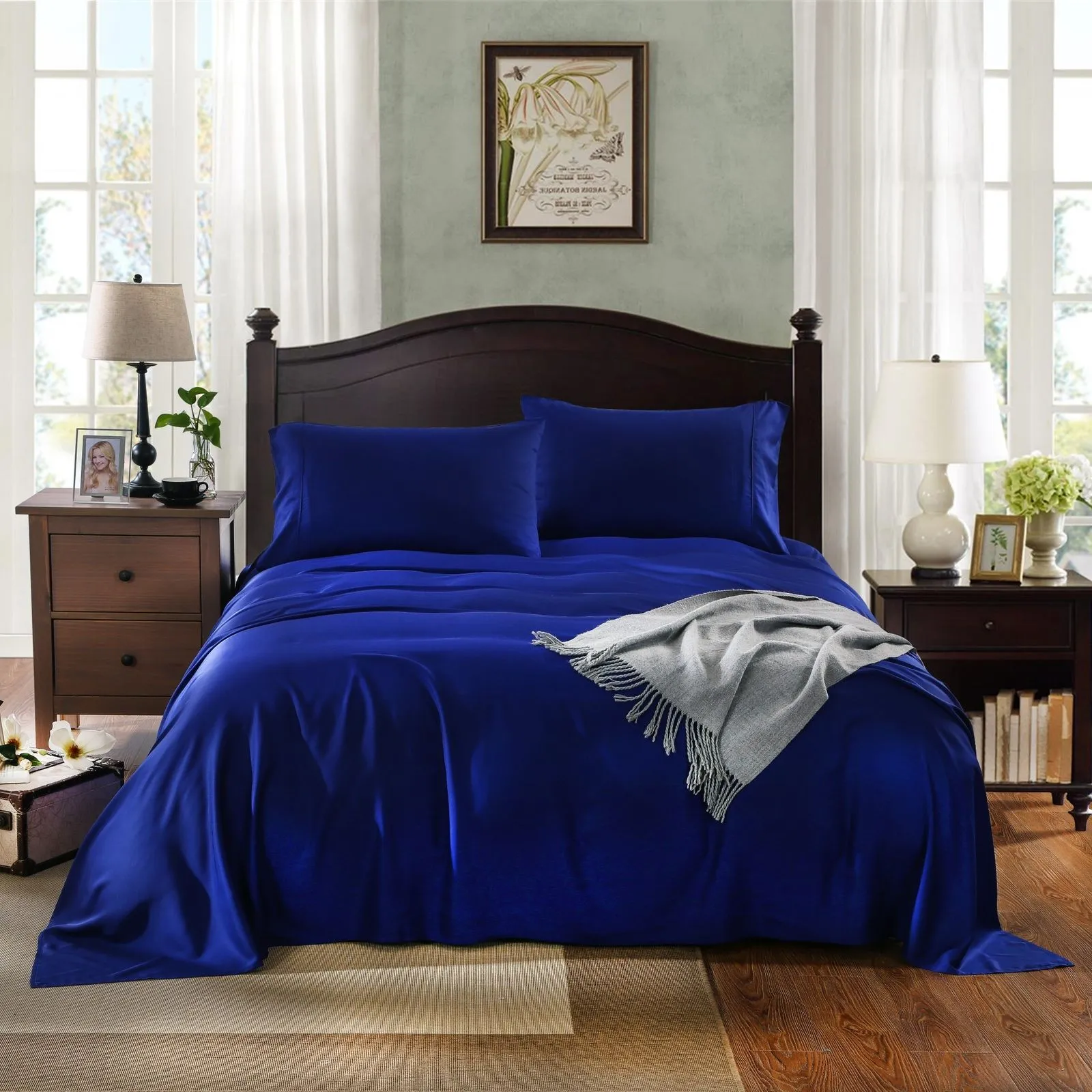 Royal Comfort 1000TC Rich Breathable Natural Bamboo Collection Sheets Set Indigo Queen