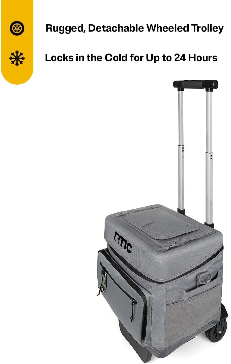 RTIC 40 Can Everyday Wheeled Cooler, Soft Sided Insulated Portable Rolling Collapsible Cooler Bag with Wheels and Handle for Outdoor, Beach, Camping, Sports, Travel, Leakproof