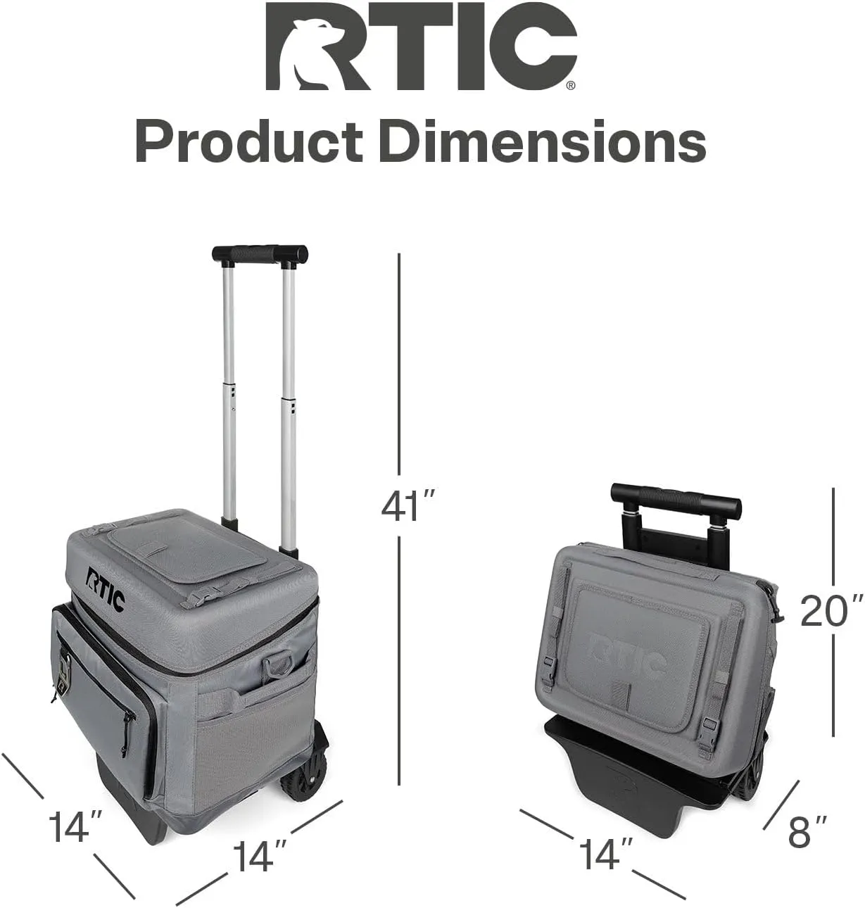 RTIC 40 Can Everyday Wheeled Cooler, Soft Sided Insulated Portable Rolling Collapsible Cooler Bag with Wheels and Handle for Outdoor, Beach, Camping, Sports, Travel, Leakproof