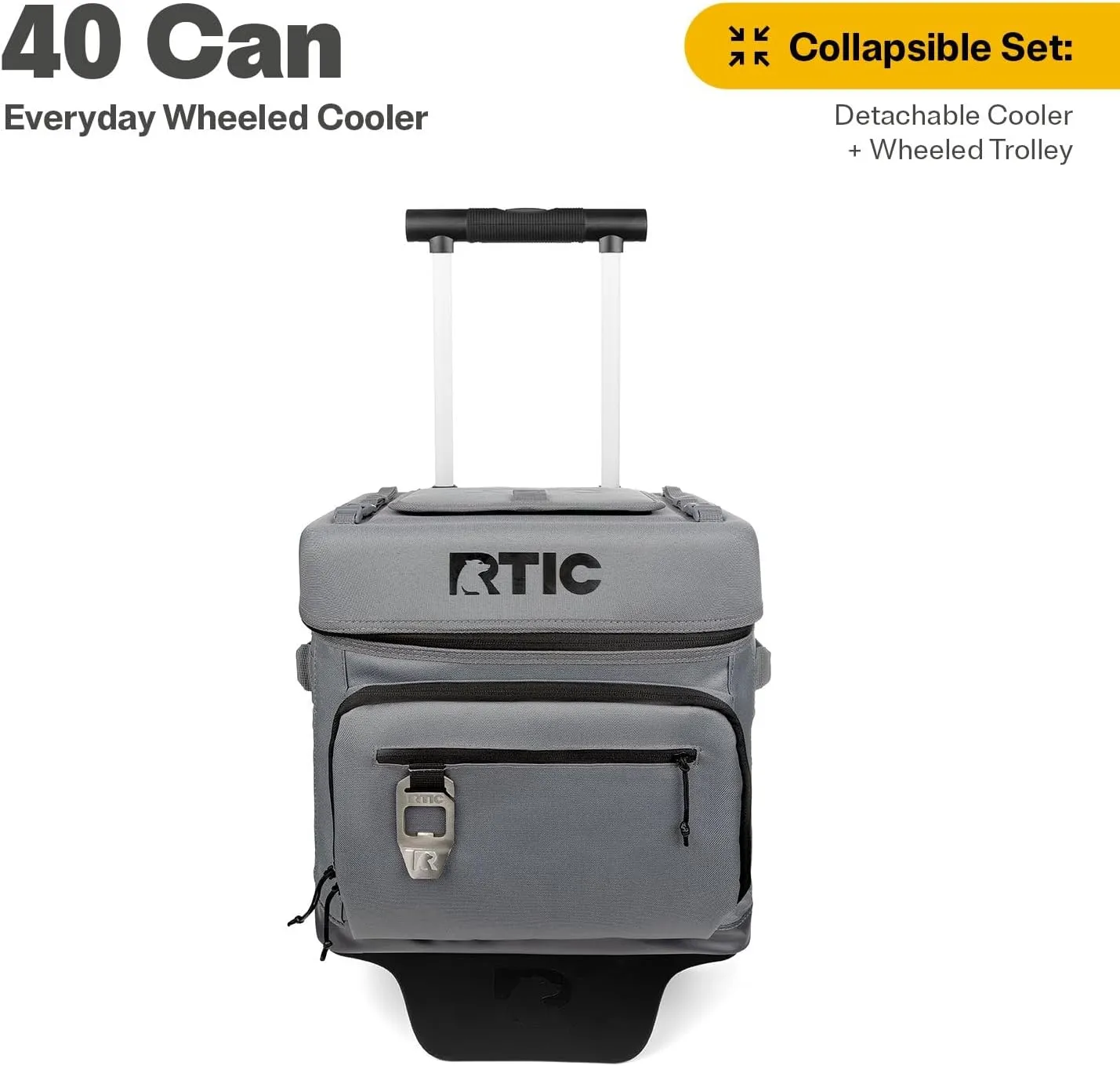 RTIC 40 Can Everyday Wheeled Cooler, Soft Sided Insulated Portable Rolling Collapsible Cooler Bag with Wheels and Handle for Outdoor, Beach, Camping, Sports, Travel, Leakproof