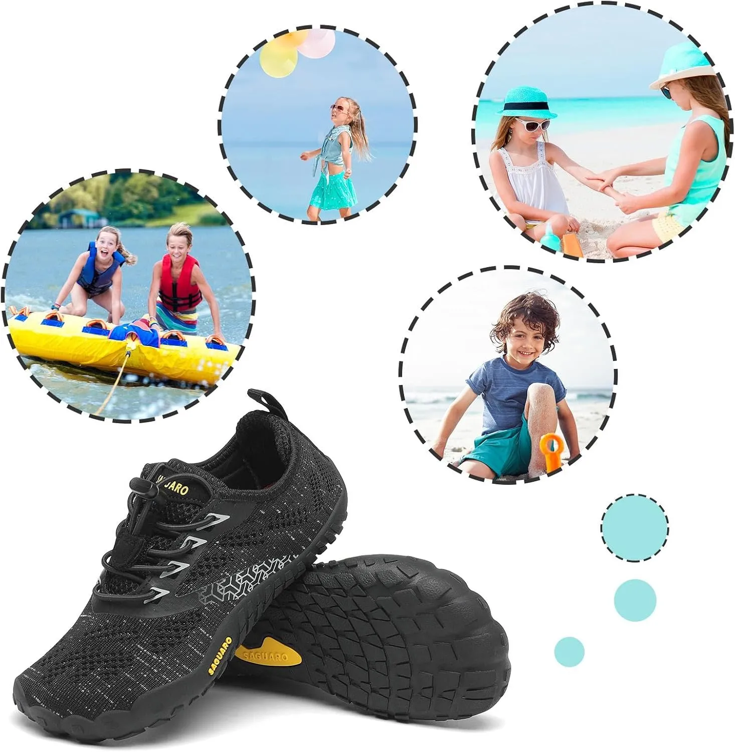 SAGUARO Kids' Barefoot Shoes Boys Girls Quick Dry Aqua Athletic Sneakers Lightweight Sport Footwear Toddler Water Shoes
