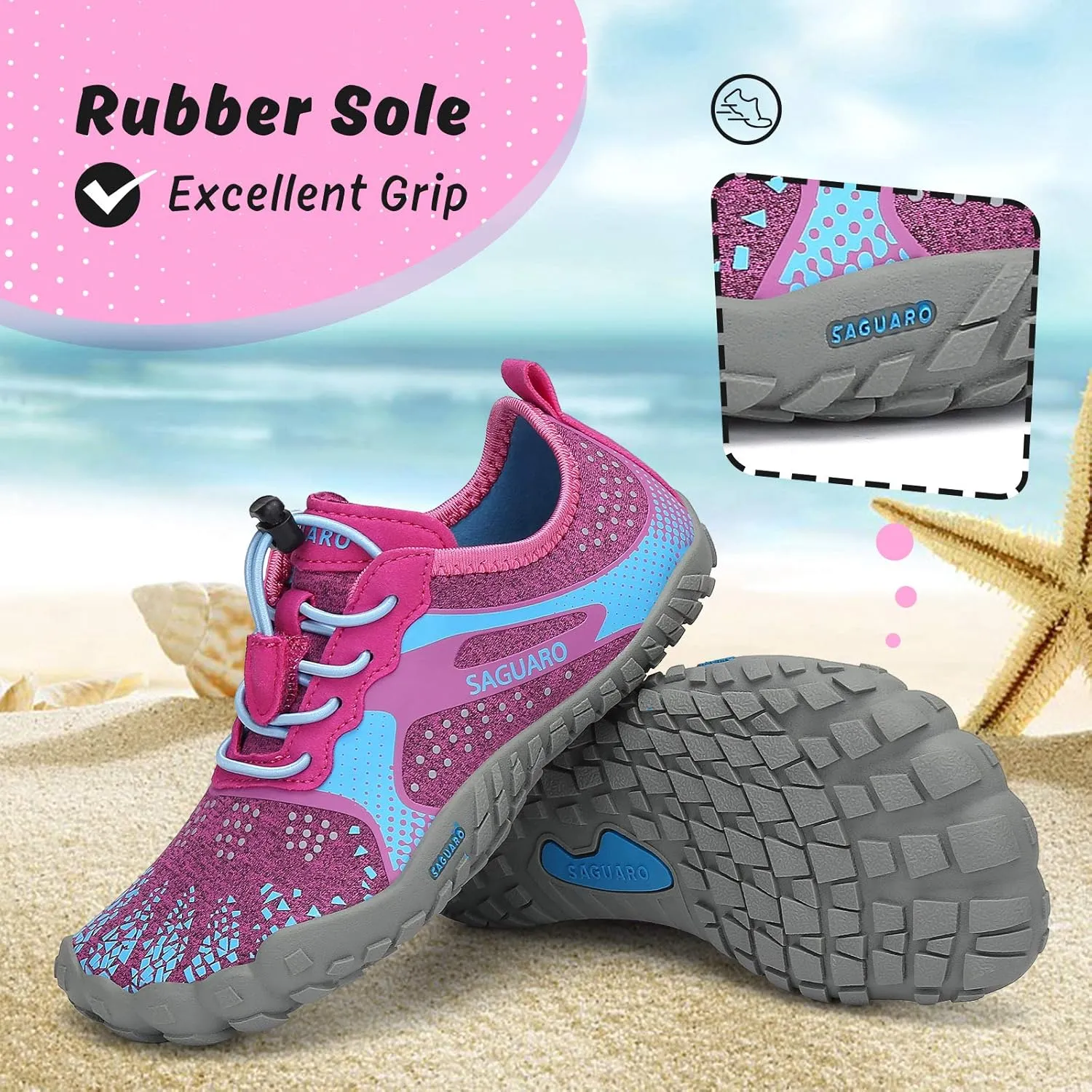 SAGUARO Kids' Barefoot Shoes Boys Girls Quick Dry Aqua Athletic Sneakers Lightweight Sport Footwear Toddler Water Shoes