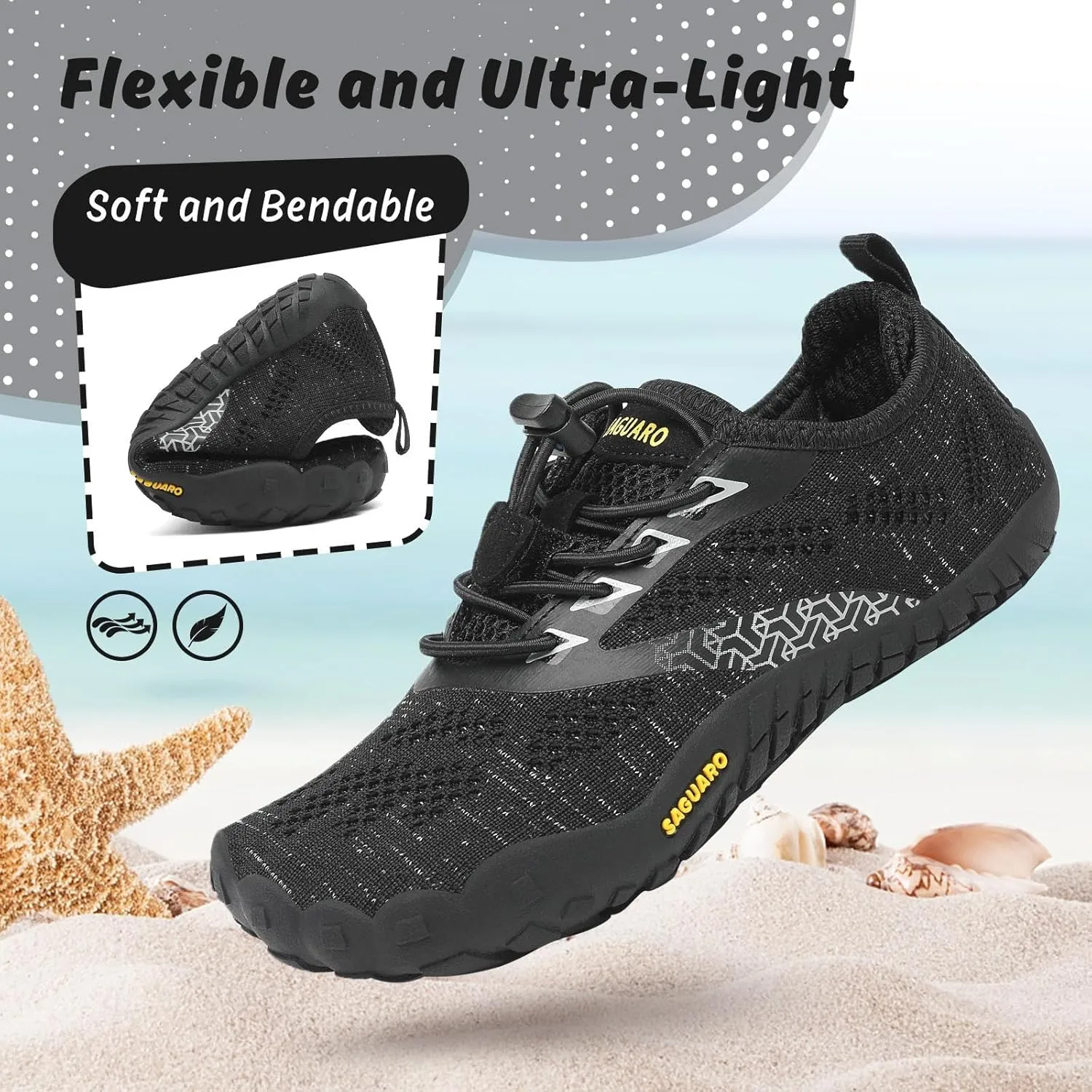 SAGUARO Kids' Barefoot Shoes Boys Girls Quick Dry Aqua Athletic Sneakers Lightweight Sport Footwear Toddler Water Shoes