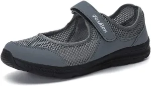 SAGUARO Women's Breathable Walking Shoes Ladies Fashion Mary Jane Sneakers Adjustable Working Nurse Shoes Lightweight Flats Roll I