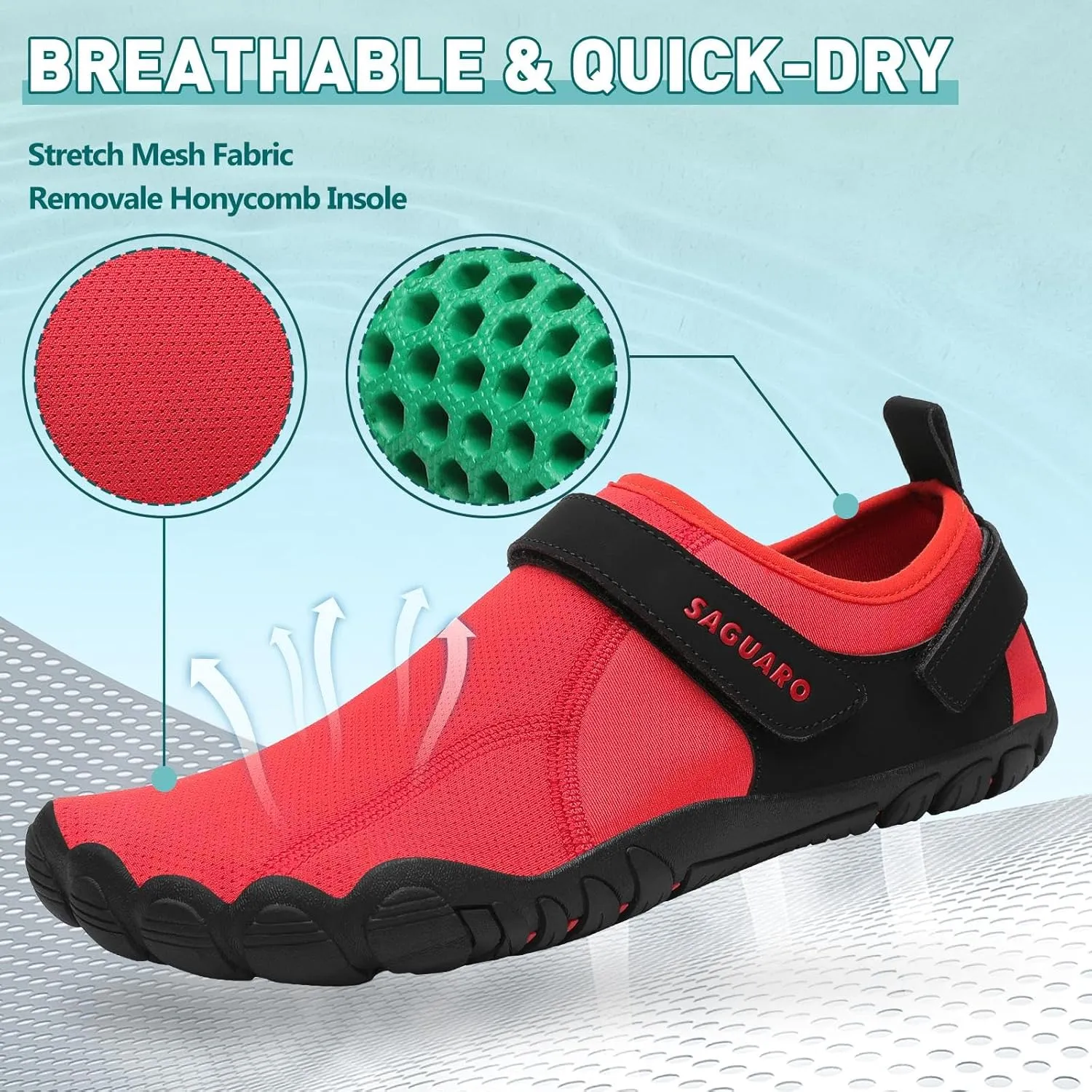 SAGUARO Women's Men's Water Shoes Quick-Dry Swiming Aqua Surf Beach Kayak Barefoot Shoes Wide Toe Box