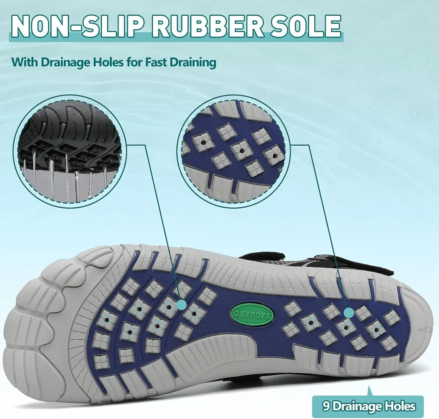 SAGUARO Women's Men's Water Shoes Quick-Dry Swiming Aqua Surf Beach Kayak Barefoot Shoes Wide Toe Box