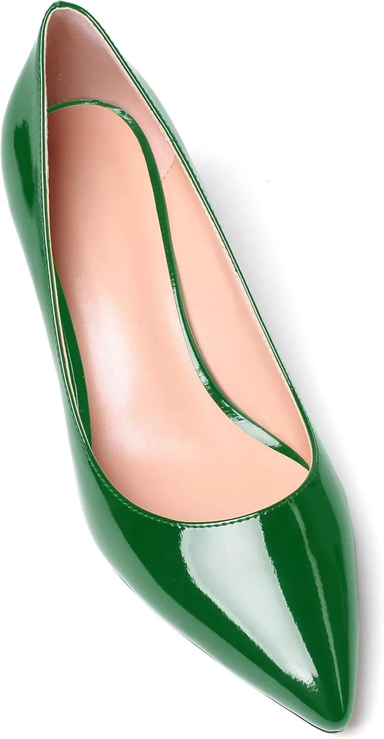SAMMITOP Women's Pointed Toe Pumps Classic Kitten Heel Shoes Slip On Office Business Shoes