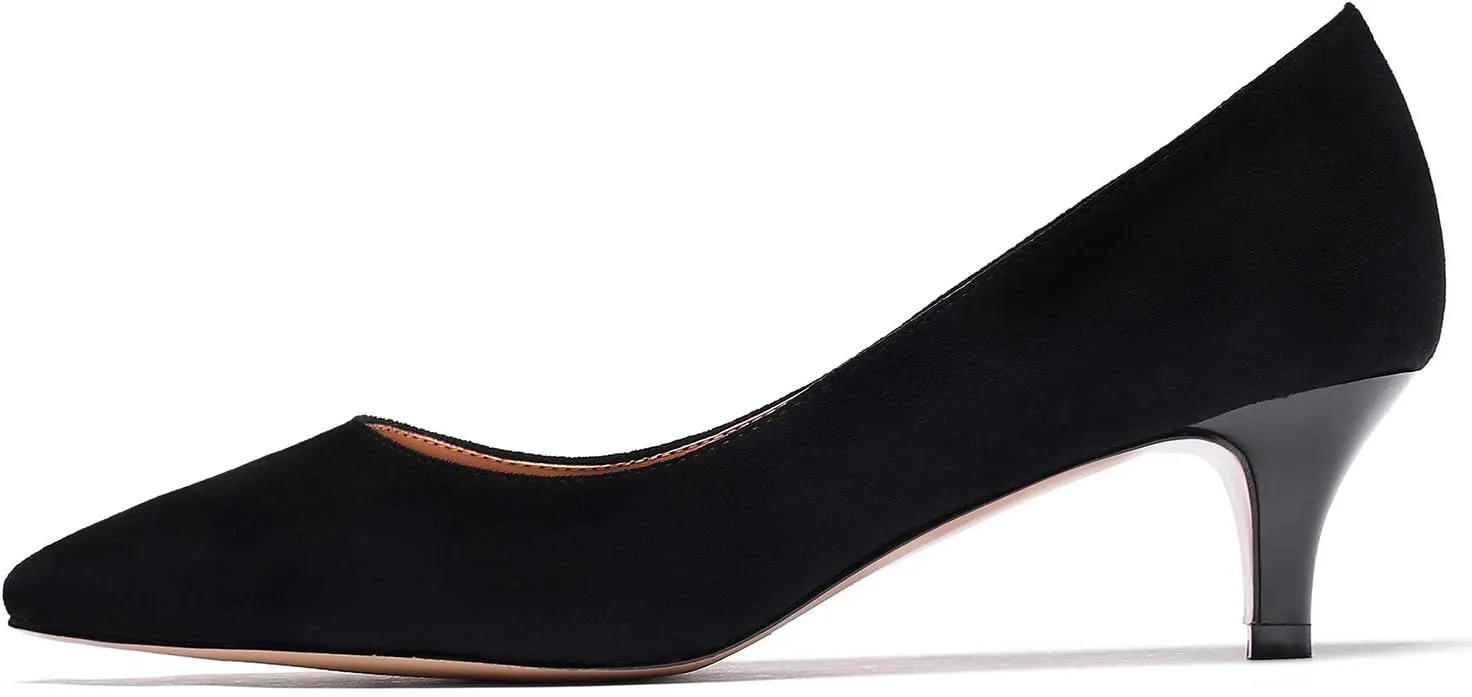 SAMMITOP Women's Pointed Toe Pumps Classic Kitten Heel Shoes Slip On Office Business Shoes