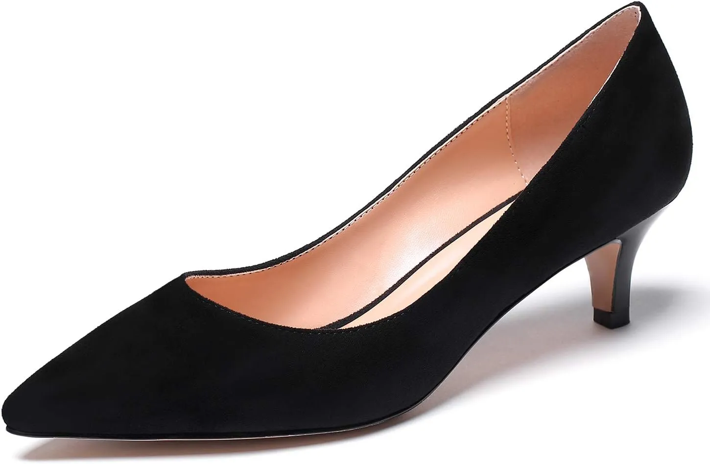 SAMMITOP Women's Pointed Toe Pumps Classic Kitten Heel Shoes Slip On Office Business Shoes