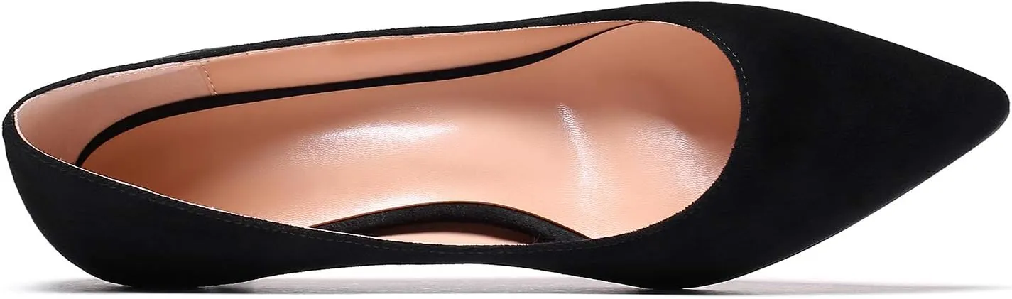 SAMMITOP Women's Pointed Toe Pumps Classic Kitten Heel Shoes Slip On Office Business Shoes