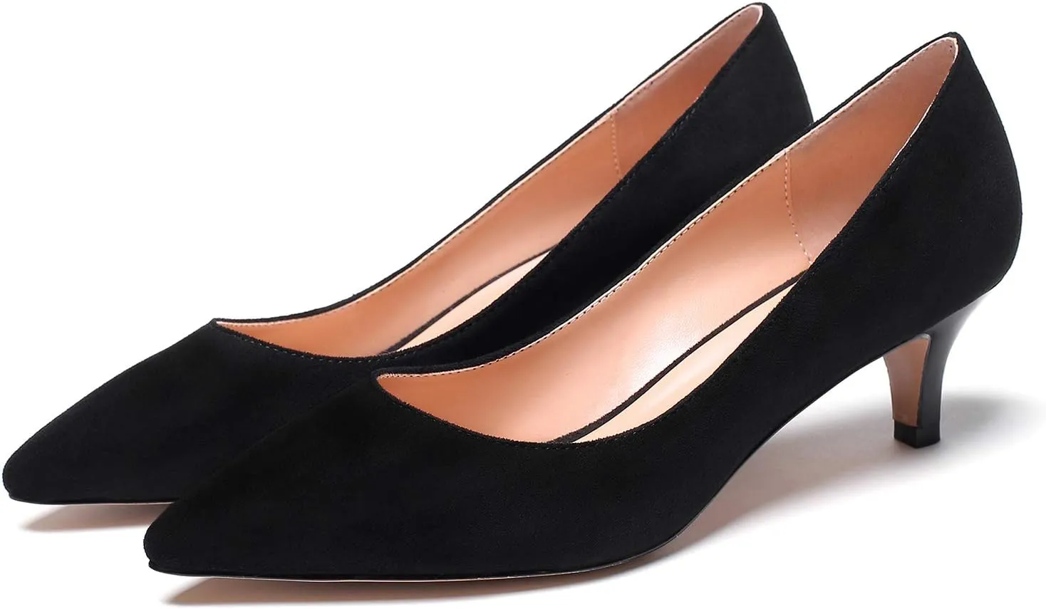 SAMMITOP Women's Pointed Toe Pumps Classic Kitten Heel Shoes Slip On Office Business Shoes
