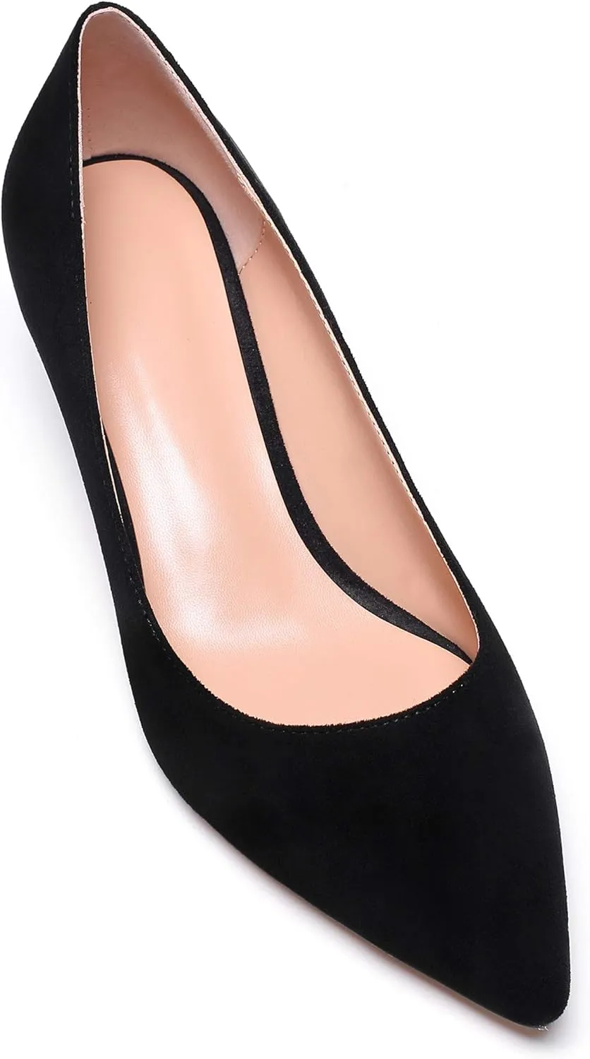 SAMMITOP Women's Pointed Toe Pumps Classic Kitten Heel Shoes Slip On Office Business Shoes