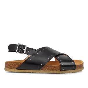Sandal with soft foot bed and studs
