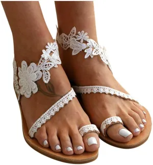Sandals for Women Retro Bohemian Thong Sandals Roman Beach Gladiator Sandal Open Toe Summer Casual Flat Slipper