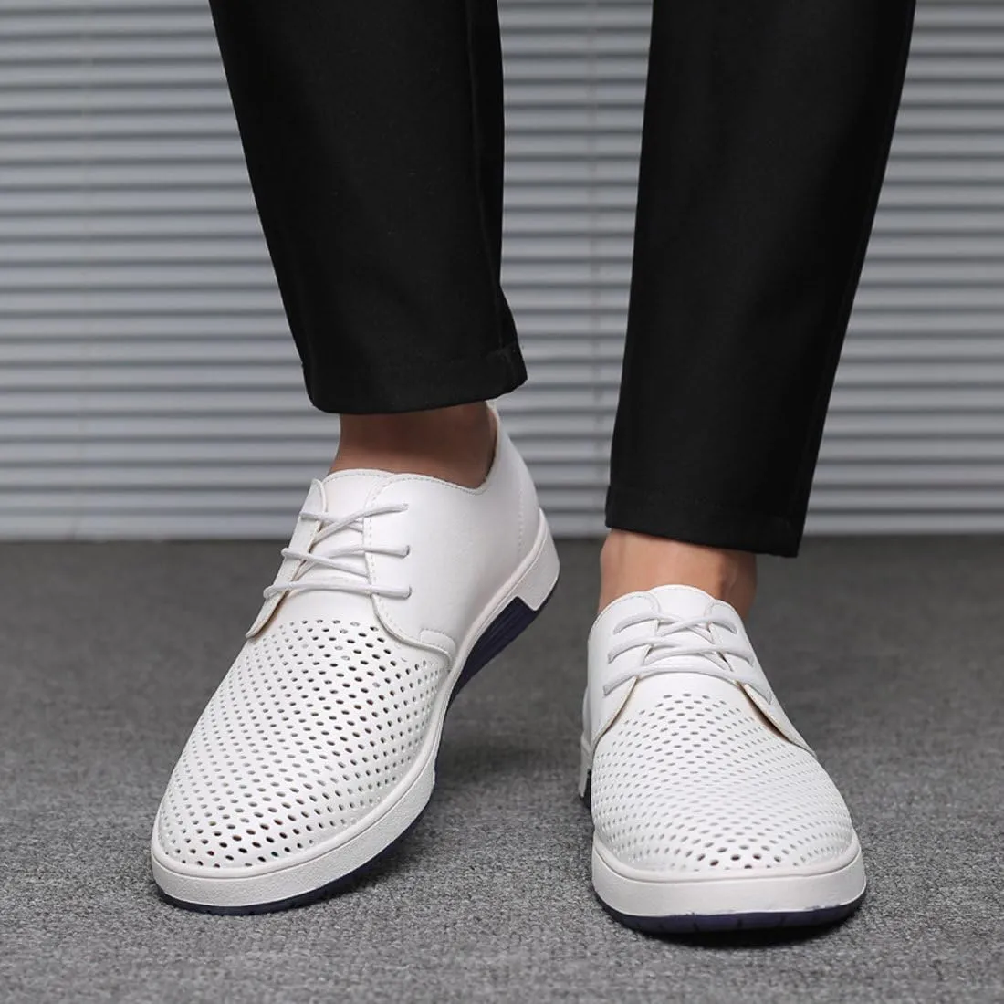 Santimon Men's Oxfords Shoes Casual Lace Up Breathable Formal Dress Mens Slip On Sneakers