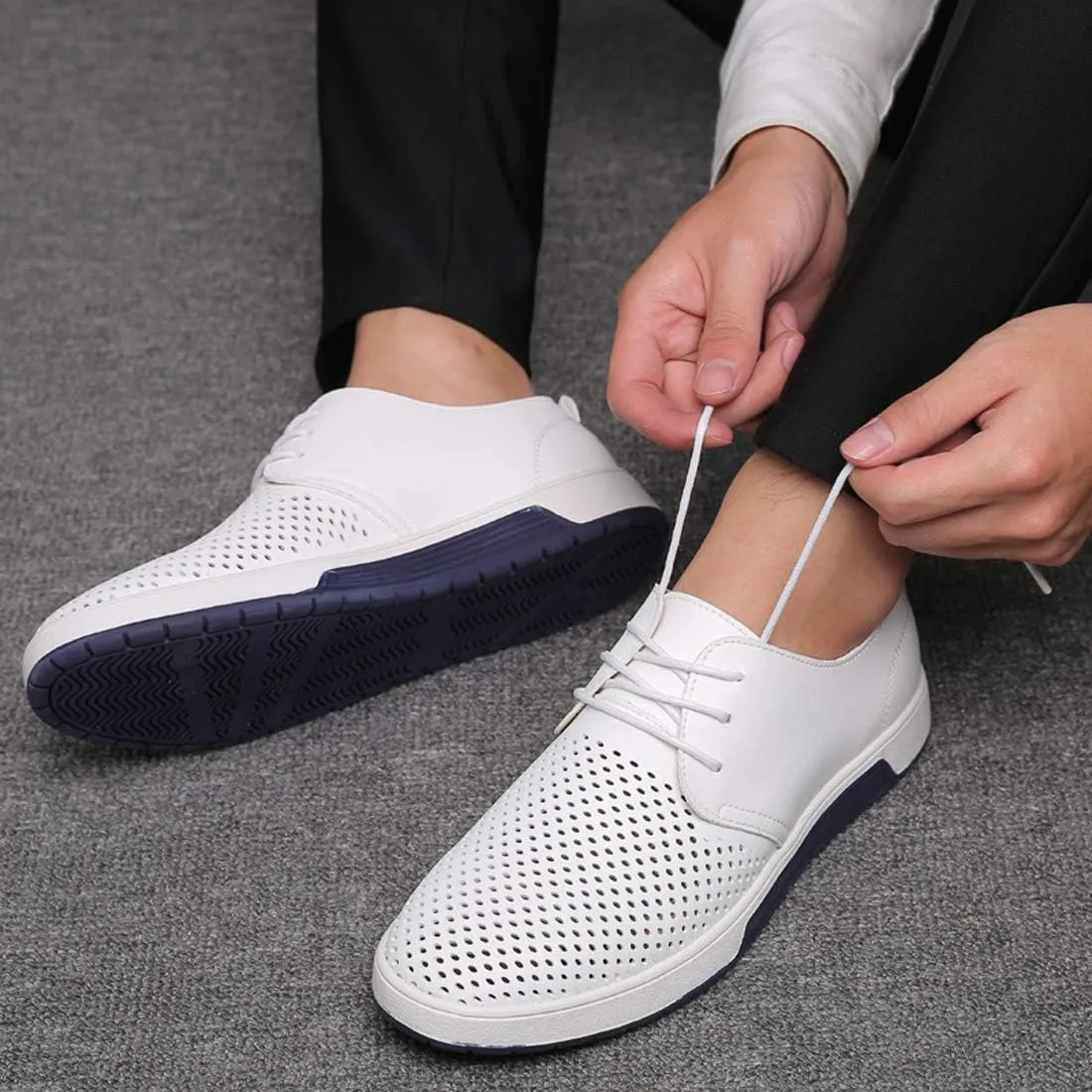Santimon Men's Oxfords Shoes Casual Lace Up Breathable Formal Dress Mens Slip On Sneakers