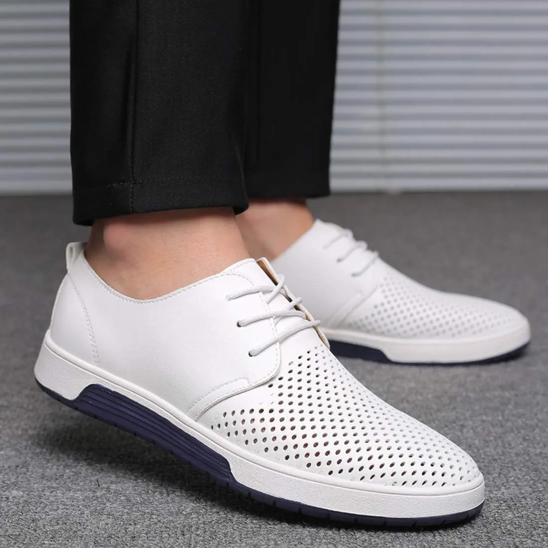 Santimon Men's Oxfords Shoes Casual Lace Up Breathable Formal Dress Mens Slip On Sneakers
