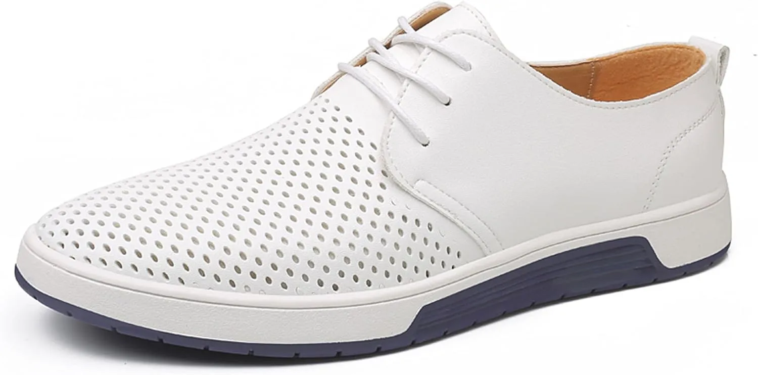 Santimon Men's Oxfords Shoes Casual Lace Up Breathable Formal Dress Mens Slip On Sneakers
