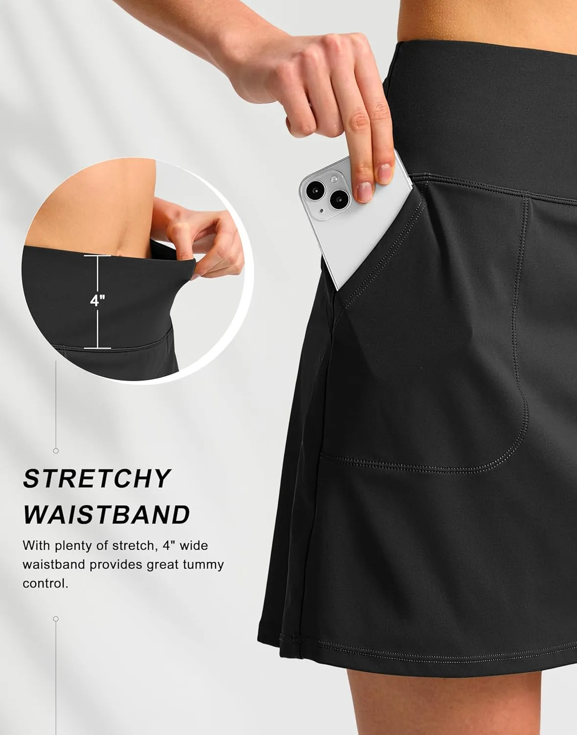 SANTINY 16" Golf Skorts Skirts for Women with 4 Pockets Women's High Waisted Stretchy Tennis Skirt Athletic Skort