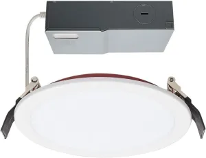 Satco CCT Selectable LED Fire-Rated Slim Fit Downlight with Remote Driver, 6 Inches, White and Red