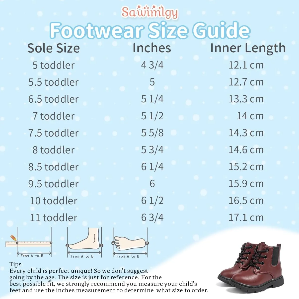 Sawimlgy Toddler Boys Girls Classic Hiking Boots PU Leather Outdoor Four Seasons Ankle Sneaker High Top Durable Rubber Sole Casual Shoes