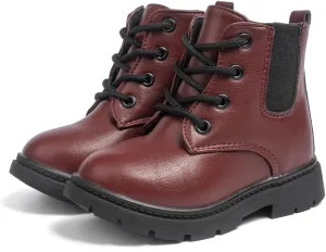 Sawimlgy Toddler Boys Girls Classic Hiking Boots PU Leather Outdoor Four Seasons Ankle Sneaker High Top Durable Rubber Sole Casual Shoes