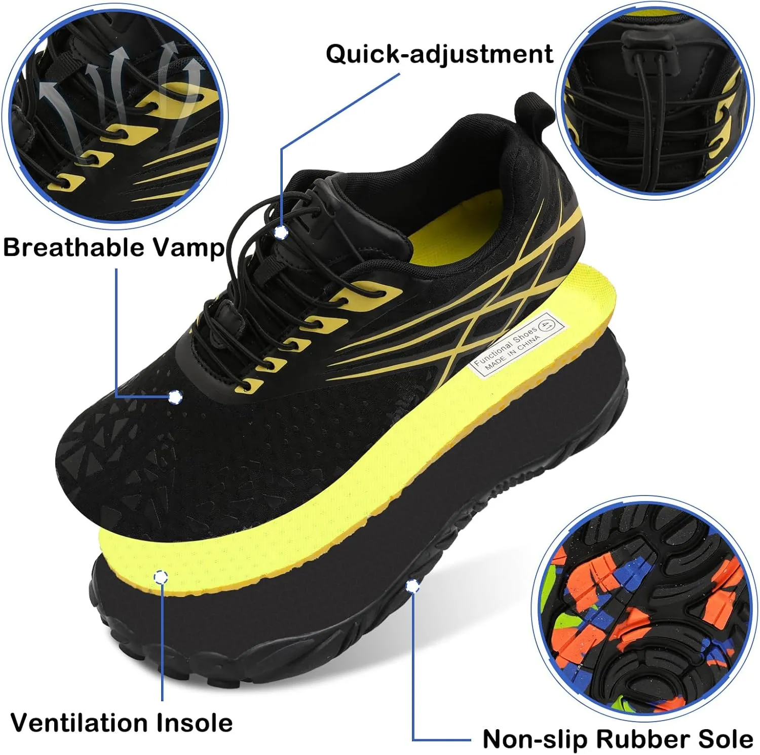 Scurtain Unisex Mens Womens Athletic Hiking Water Shoes Quick Dry Barefoot Aqua Shoes Swim Shoes Beach Shoes with Drainage