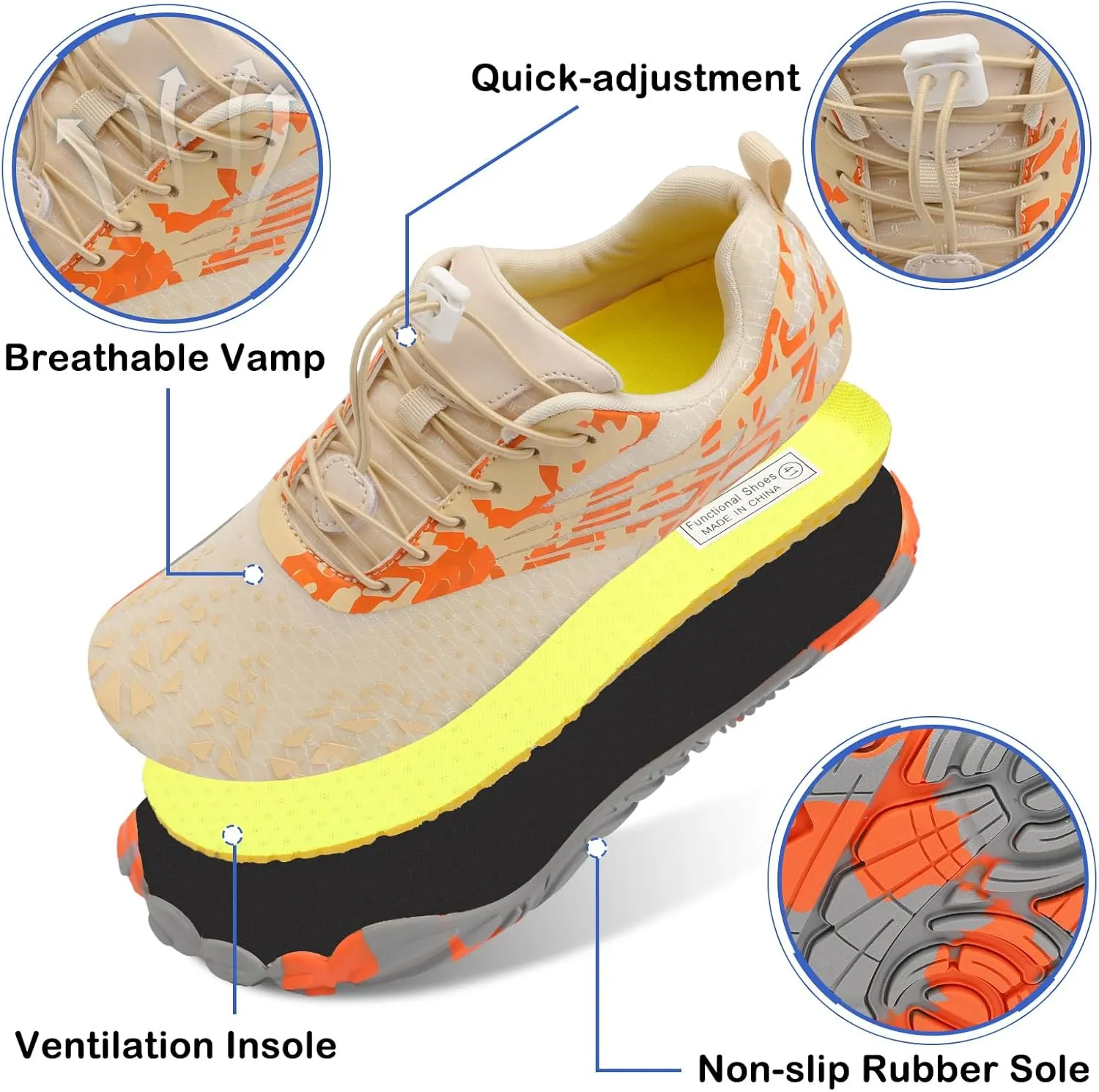 Scurtain Unisex Mens Womens Athletic Hiking Water Shoes Quick Dry Barefoot Aqua Shoes Swim Shoes Beach Shoes with Drainage