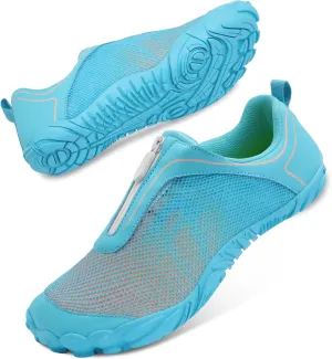 Scurtain Unisex Mens Womens Water Shoes Athletic Sports Aqua Shoes Barefoot Hiking Water Shoes Quick Dry Yoga Pool Swim Surf Beach Walking Shoes with Zipper