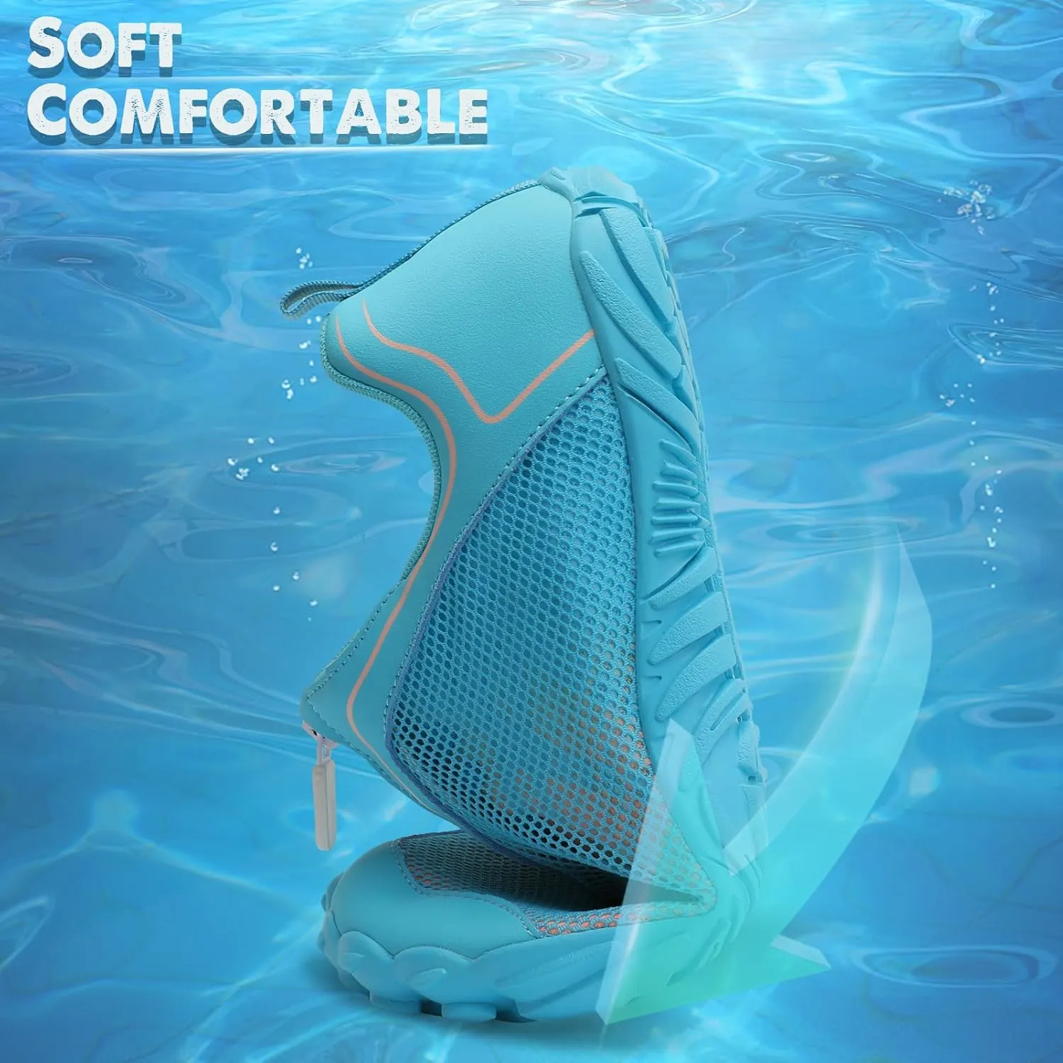 Scurtain Unisex Mens Womens Water Shoes Athletic Sports Aqua Shoes Barefoot Hiking Water Shoes Quick Dry Yoga Pool Swim Surf Beach Walking Shoes with Zipper