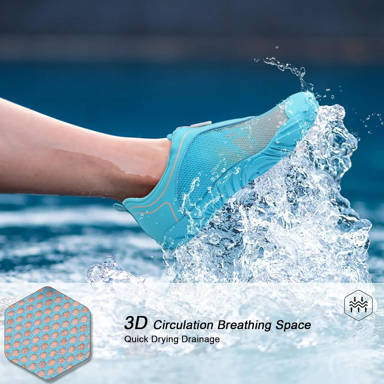 Scurtain Unisex Mens Womens Water Shoes Athletic Sports Aqua Shoes Barefoot Hiking Water Shoes Quick Dry Yoga Pool Swim Surf Beach Walking Shoes with Zipper