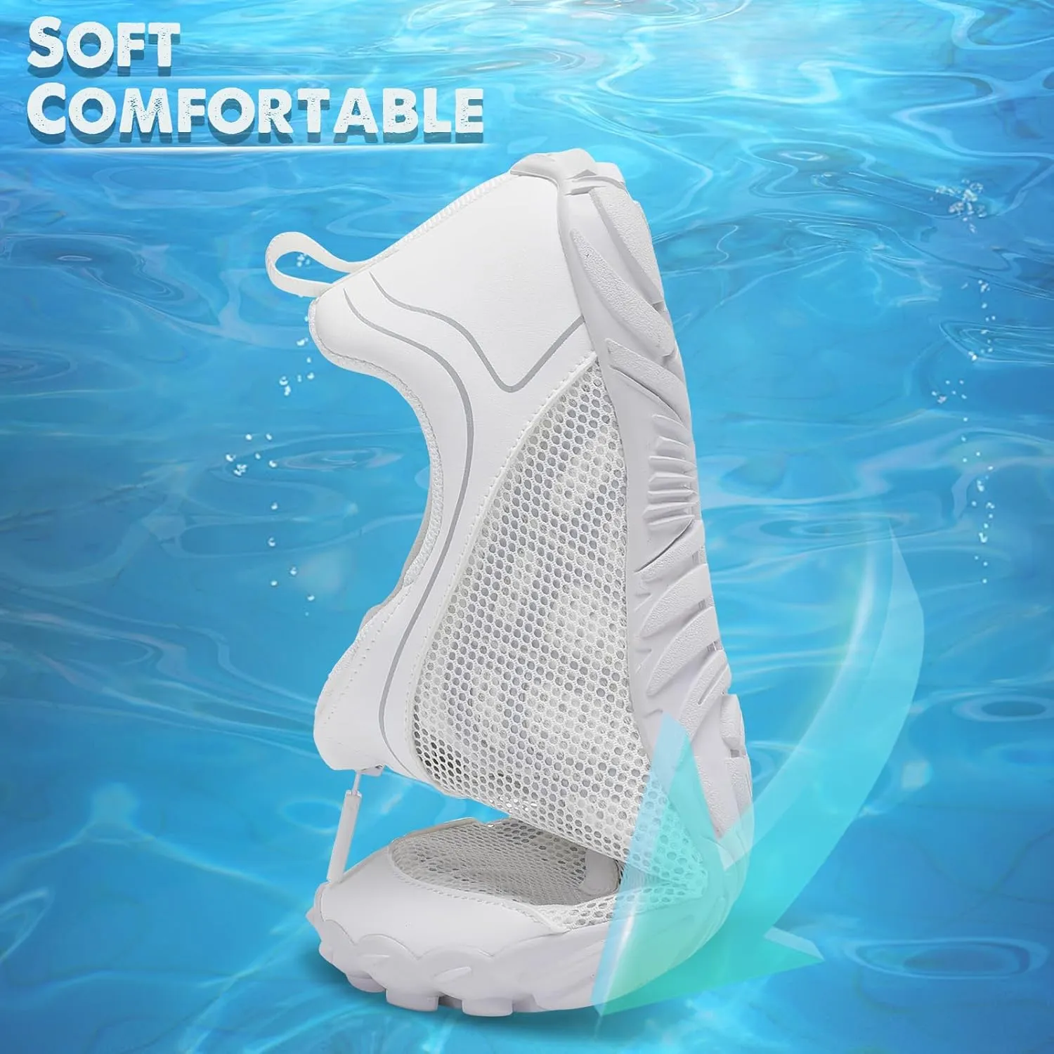 Scurtain Unisex Mens Womens Water Shoes Athletic Sports Aqua Shoes Barefoot Hiking Water Shoes Quick Dry Yoga Pool Swim Surf Beach Walking Shoes with Zipper