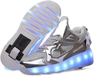 SDSPEED 7 Colors LED Rechargeable Kids Roller Skate Shoes with Single Wheel Shoes Sport Sneaker