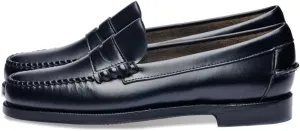 Sebago Women's Classic Dan Leather Penny Loafers – Hand-Sewn Slip-On Moccasins with Leather Sole & Timeless Design, Black - 9.5 Regular