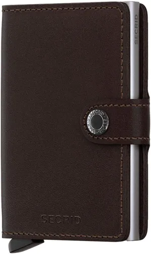 Secrid Men Mini Wallet Genuine Leather RFID Safe Card Case for max 12 cards 16mm slim Brown