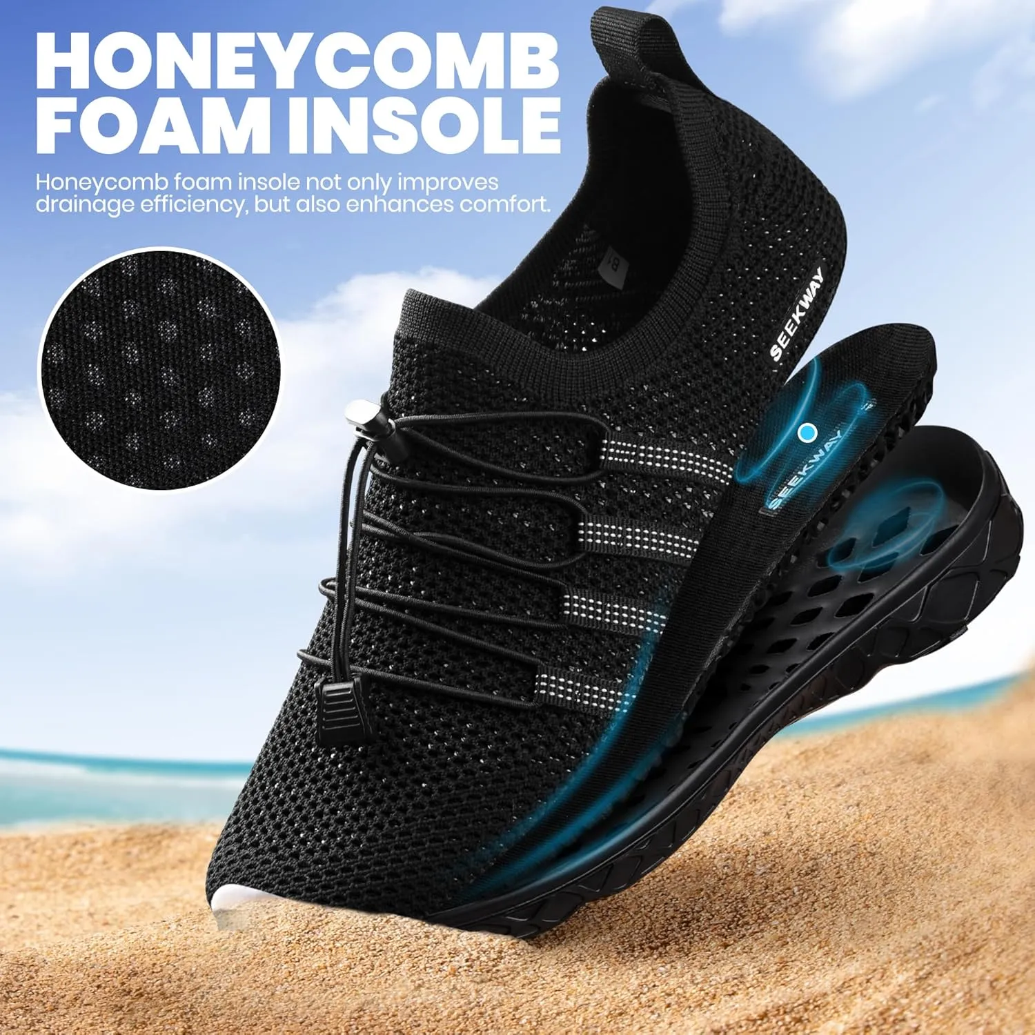 SEEKWAY Mens Womens Water Shoes Quick Dry Aqua Shoes Barefoot for Beach Surf Hiking Pool Water Sports