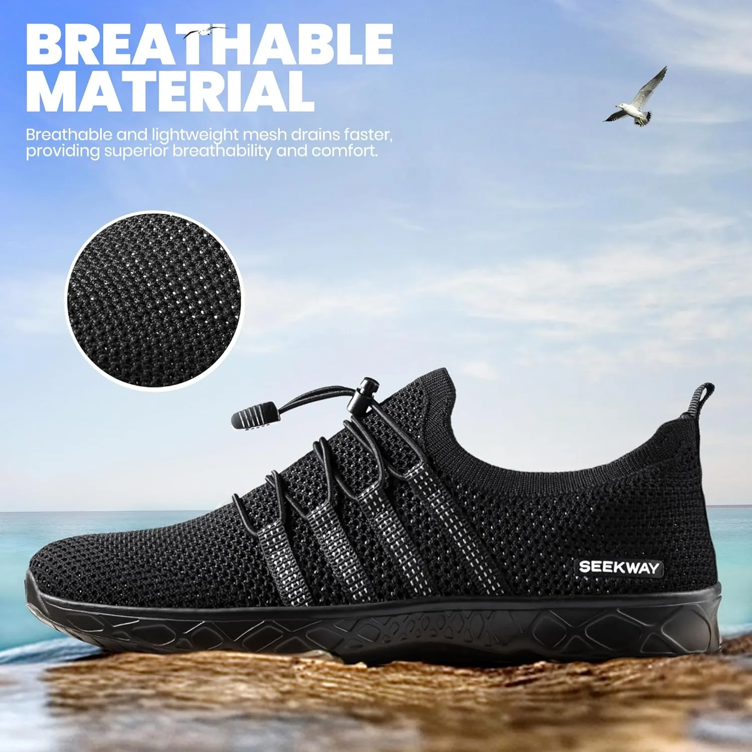 SEEKWAY Mens Womens Water Shoes Quick Dry Aqua Shoes Barefoot for Beach Surf Hiking Pool Water Sports
