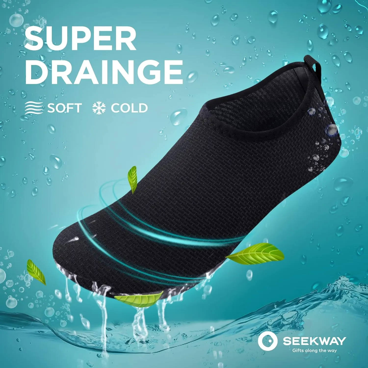SEEKWAY Water Shoes Quick-Dry Aqua Socks Barefoot Slip-on for Beach Pool Swim River Yoga Lake Surf Women Men SK001