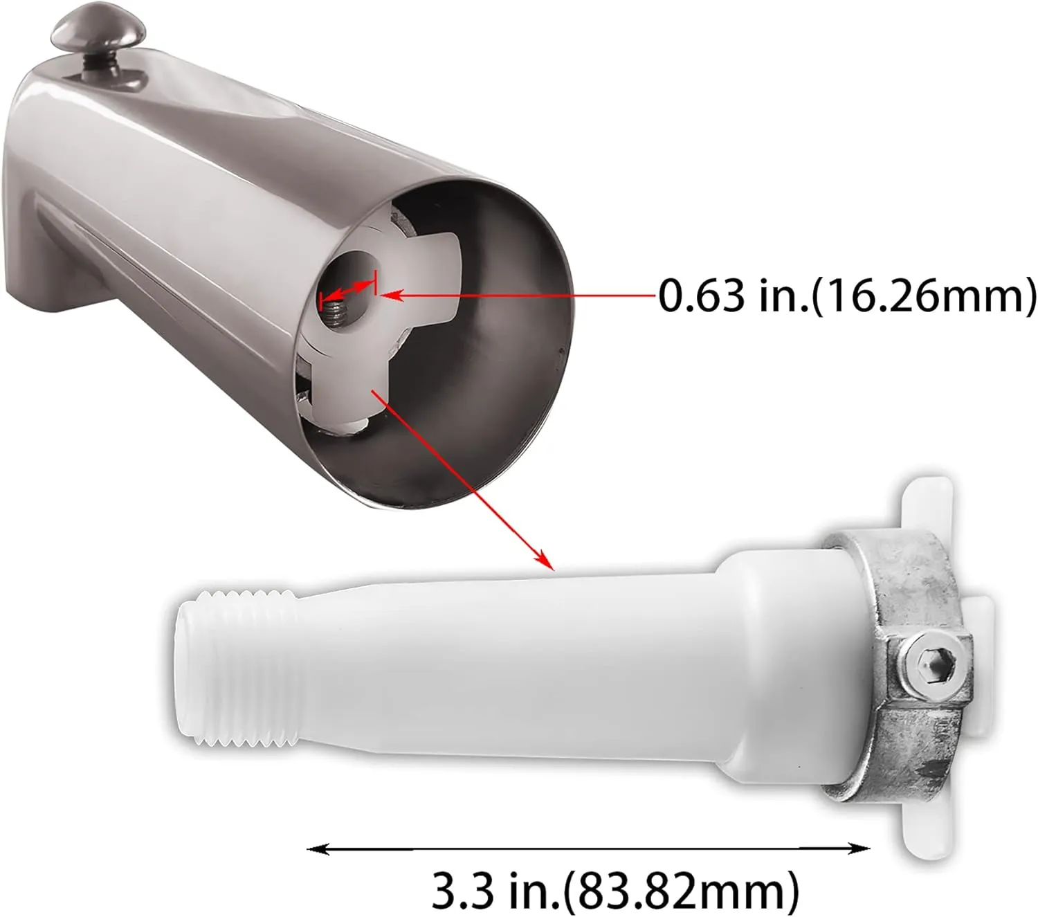 SENTO Slip On Nickel Universal Bathroom Tub Spout with Diverter, Durable Heavy Duty Metal Bathtub Faucet with Shower Diverter - 7 Inches 1/2" Copper Pipe, Satin Nickel