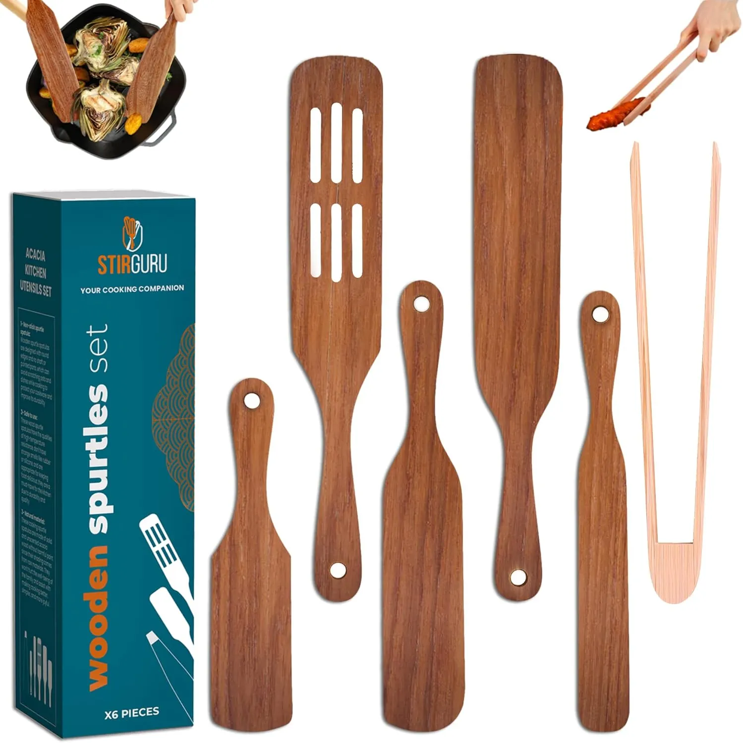 Set Of 5 Wooden Spurtle Set   1 Toaster Tong To Stir And Serve Like A Whiz - Spurtles Kitchen Tools Wooden. Handy For Chef De Cuisine. Acacia Wood Spatula Spurtles Kitchen Tools As Seen On Tv