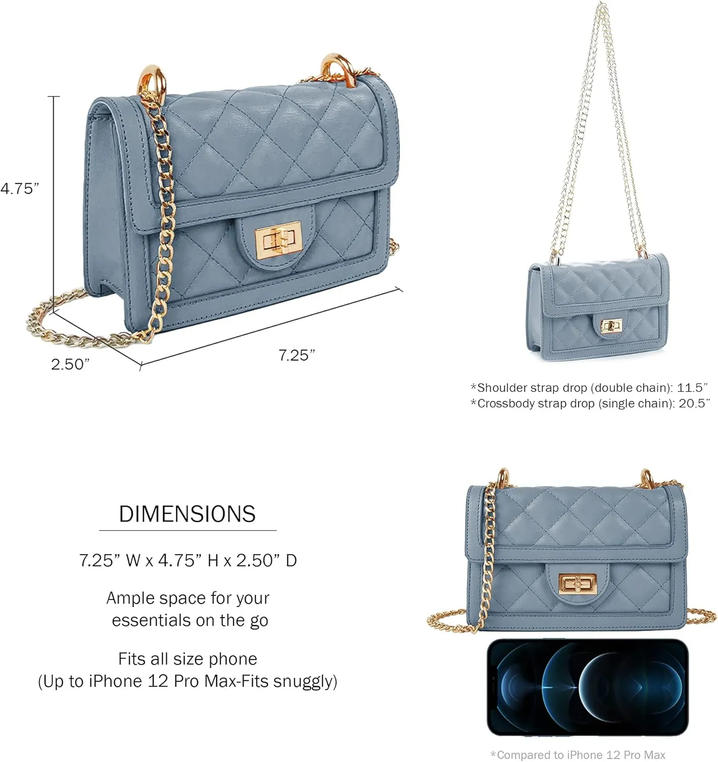 SG SUGU Small Quilted Crossbody Bag, Trendy Designer Mini Shoulder Bag, Phone Wallet Purse for Women