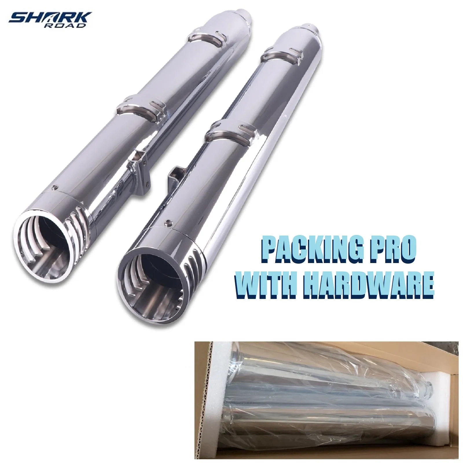 Sharkroad 4“ Slip On Mufflers Exhaust for Indian 2014-2024 Chief