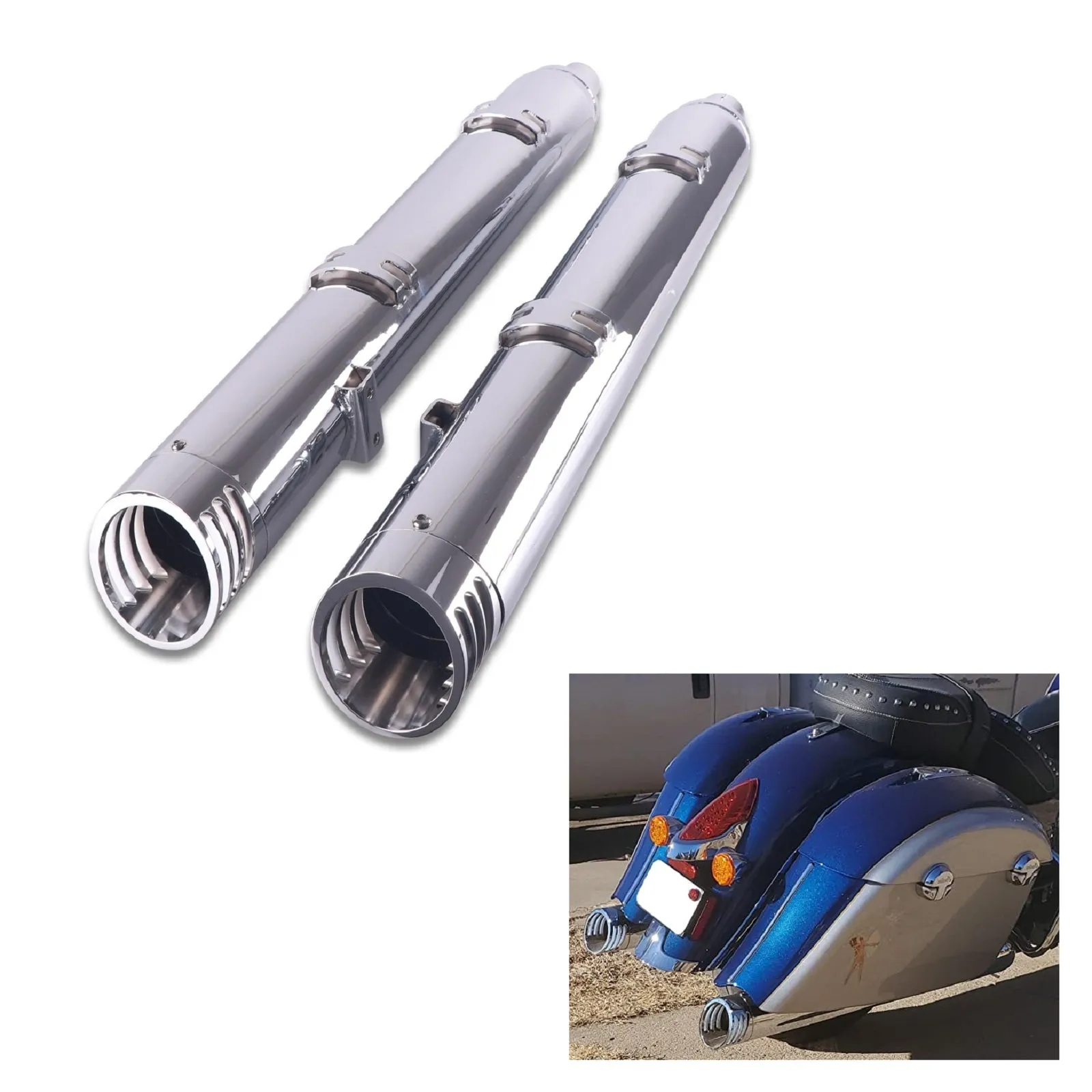 Sharkroad 4“ Slip On Mufflers Exhaust for Indian 2014-2024 Chief