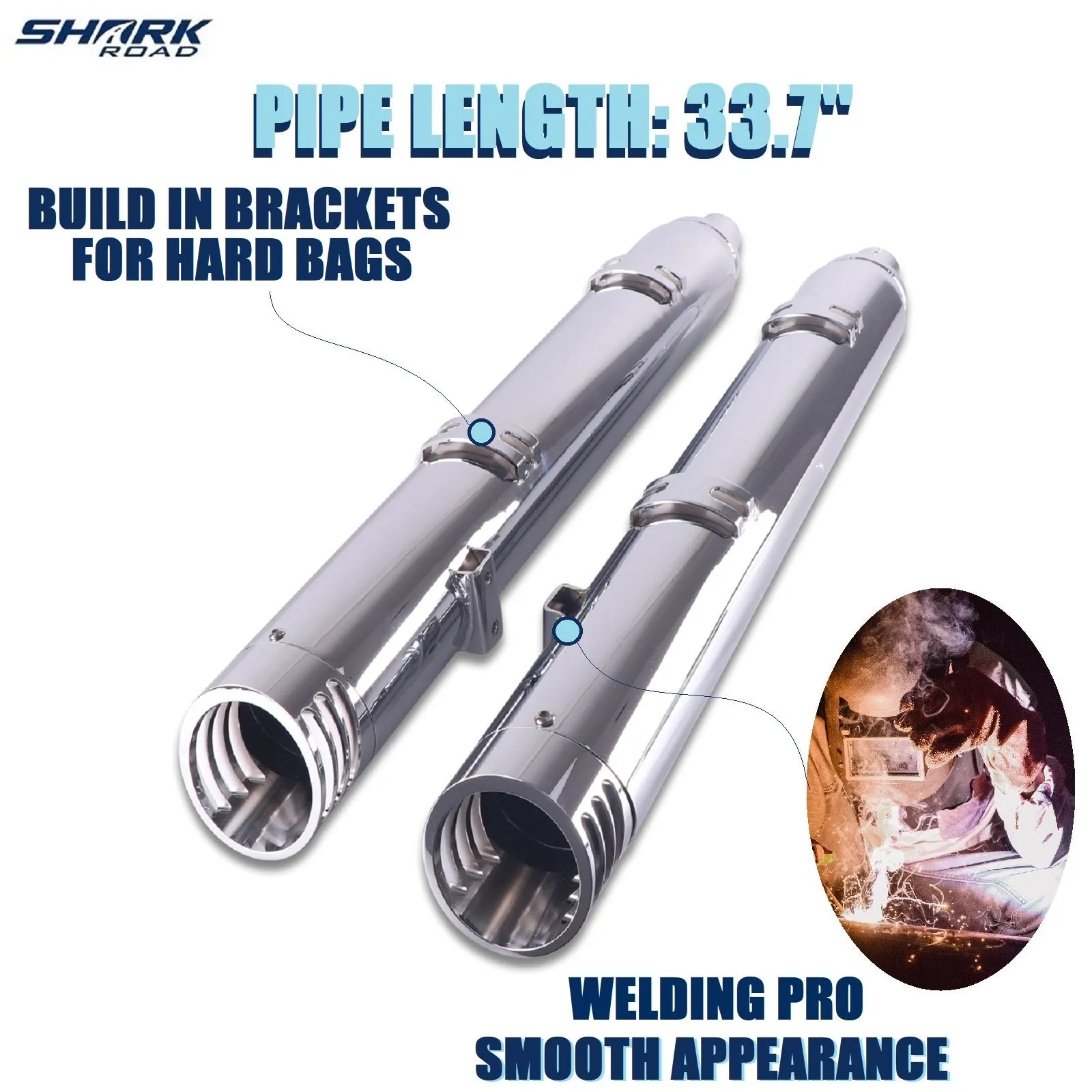 Sharkroad 4“ Slip On Mufflers Exhaust for Indian 2014-2024 Chief
