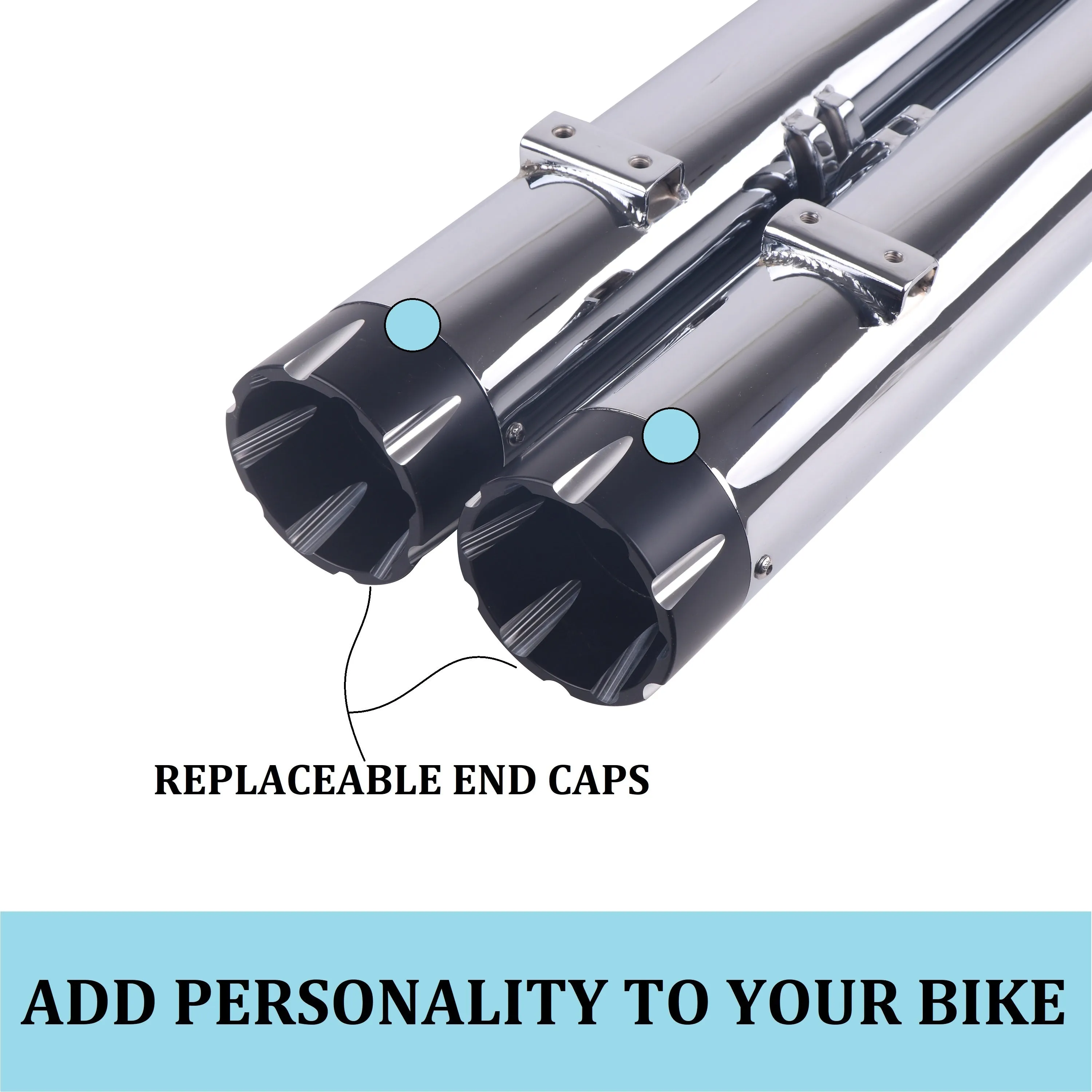 Sharkroad Chrome 4" Slip On Mufflers Exhaust for Indian Touring 2014-2024 Chief