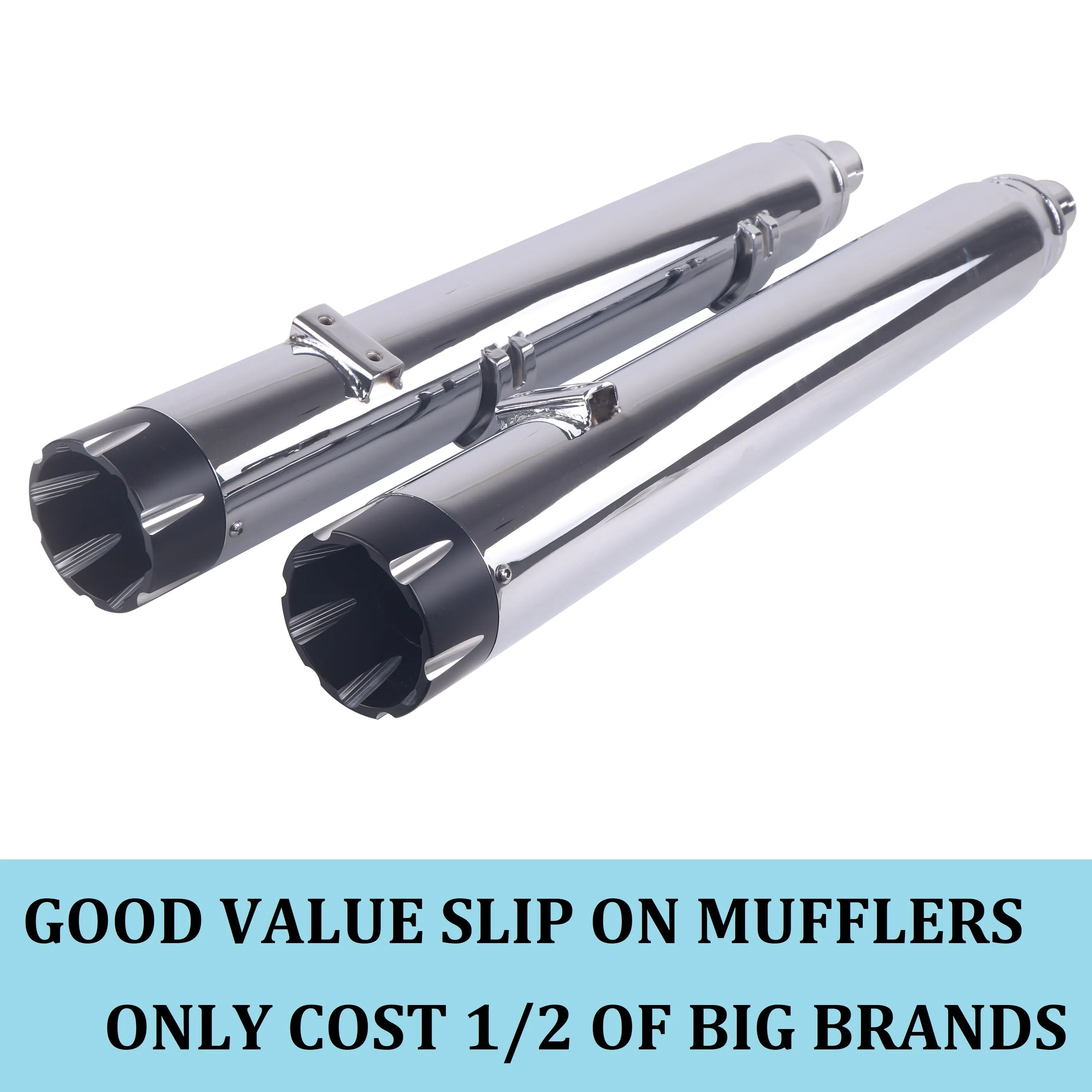 Sharkroad Chrome 4" Slip On Mufflers Exhaust for Indian Touring 2014-2024 Chief