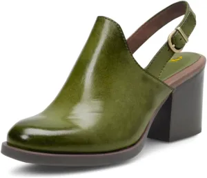 SHODENSE Women Vintage Chunky Stacked Heel Slingback Loafers Pumps Almond Closed Toe Burnished Oxford Loafer Shoes Matte Mid Block Heels Ankle Strap Slingback Sandals Backless Office Work 4-11 M US