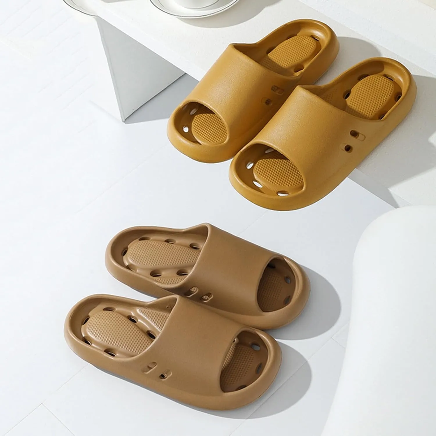 Shower Sandals Women Non Slip Men Massage Slide Sandals Soft Cushioned Anti-Slip Pool Slides Comfor Quick Drying Drain Holes Bathroom Slides Slippers